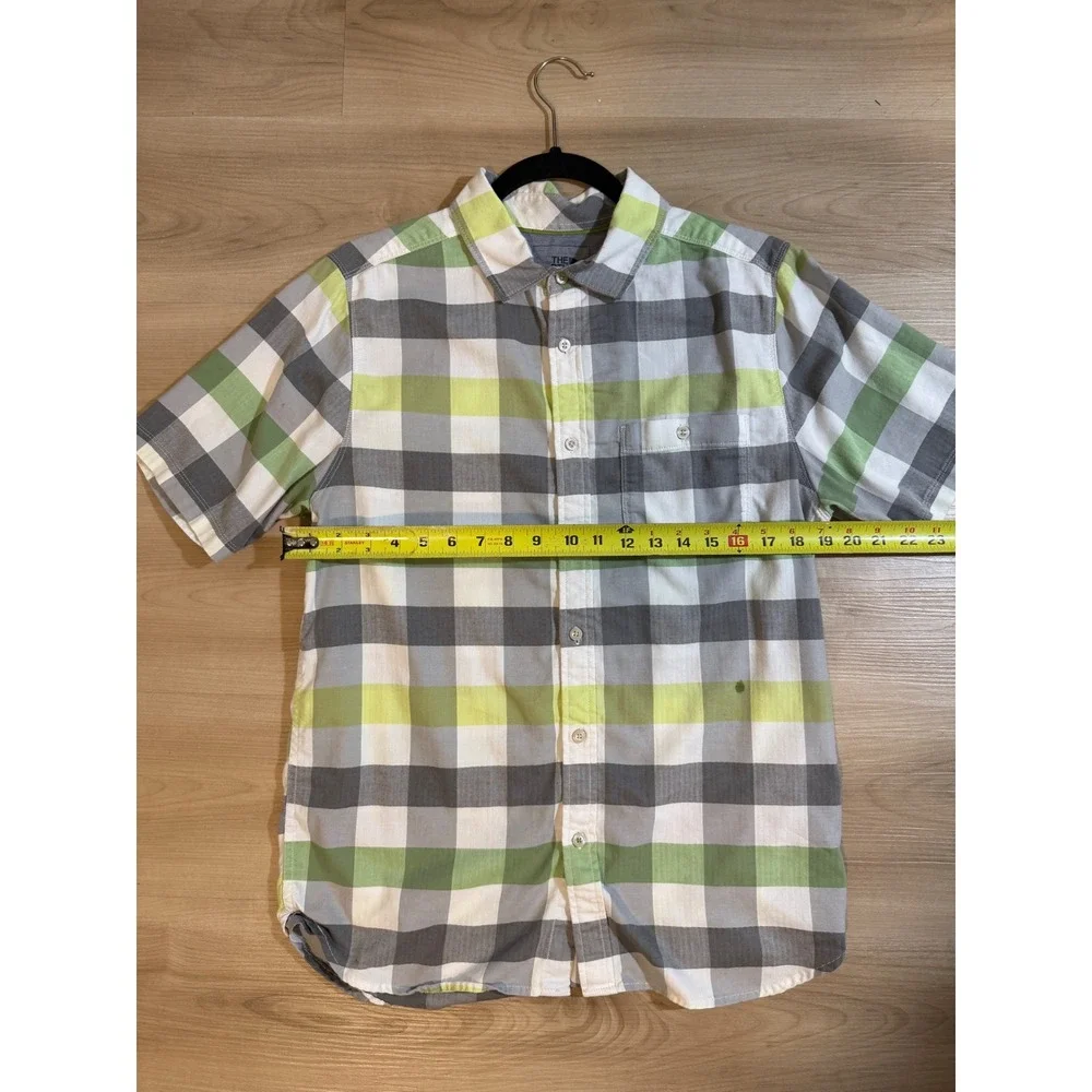 The North‎ Face Button Down Mens M Green Plaid Short Sleeve Hiking Casual Shirt